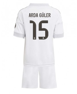 Günstige Real Madrid Arda Guler #15 Heimtrikotsatz Kinder 2025-26 Kurzarm (+ Kurze Hosen)